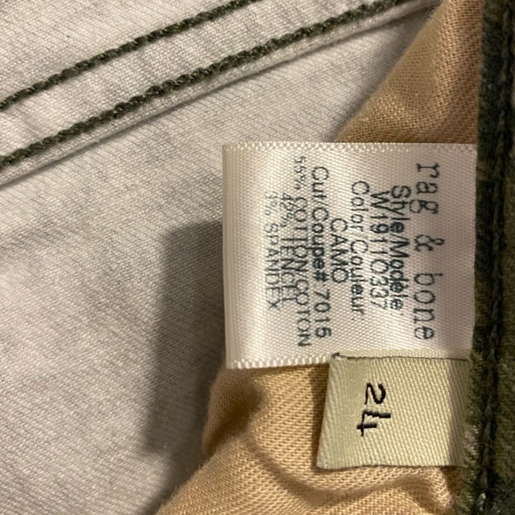 Rag & Bone Green Camo Cutoff Frayed/Fringed Raw Hem Jean Shorts Size 24 - Picture 6 of 11